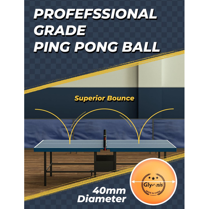 Набір для пінг-понгу Glymnis: портативний, з мережею, ракетками та м'ячами (3 зірки)