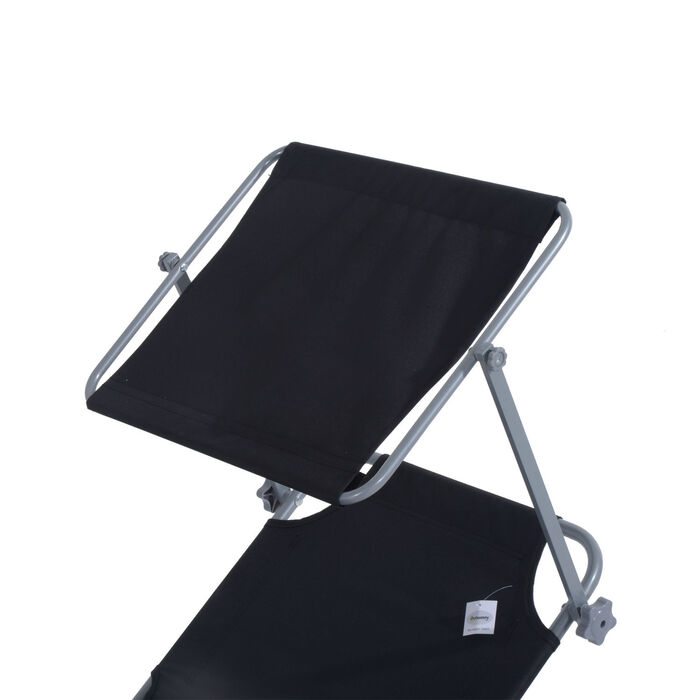 Розслабниця Outsunny для саду, складана з сонцезахистом, розміром 187x58x36 см, чорного кольору, ідеально підходить для тераси та балкону.