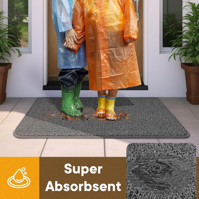 При entryway килимок Mibao 50x80 см, вологопоглинаючий антиковзаючий килим для вхідних дверей, світло-сірий