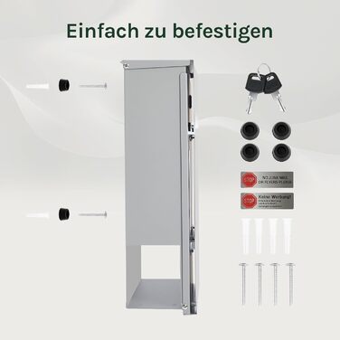 Поштовий ящик WOLTU XXL з газетницею, оглядовим вікном, замком (2 ключі), захистом від реклами, антрацит (сірий+чорний) 10,5x37x37 см