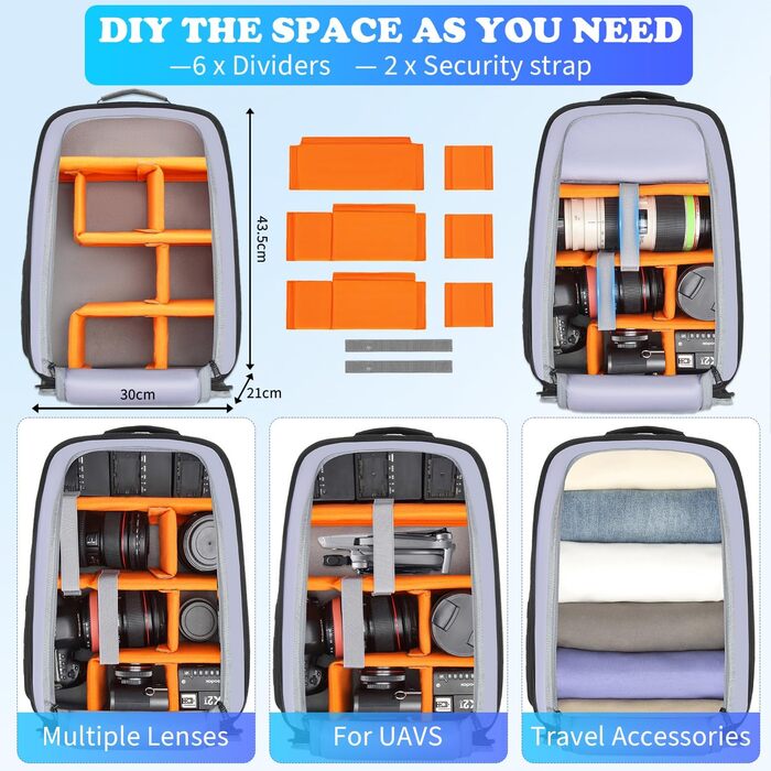 Водонепроникний рюкзак для камери FRETHIND: DSLR, SLR, дрона, об'єктивів та ноутбука (з дощовиком)