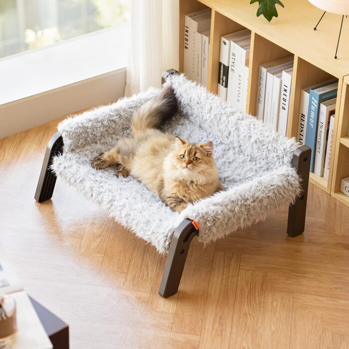 MEWOOFUN Dog Sofa Dog Bed Elevated No Dogs – Dog Beds for No and medium-sized Dogs with Non-Slip Bottom, Breathable Woven Bed with Removable, Cat Sofa 61 x 53 x 28 cm, (L, Grey)