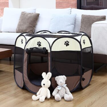 Складана переносна тачка-ліжечко для тварин, для собак, котів та кошенят, дихаючий сітчастий матеріал, легка, для дому та вулиці, темно-коричнева