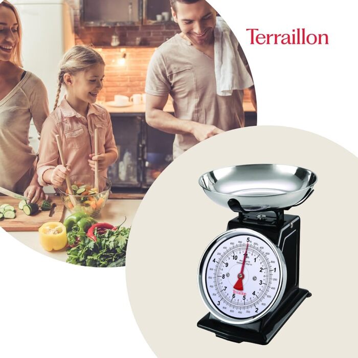 Ваги кухонні TERRAILLON Tradition 500, чорні, механічні, 5 кг, чаша 1 л