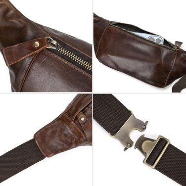 Чоловіча поясна сумка LUUFAN з натуральної шкіри, колір кавовий