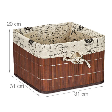 Relaxdays Brown Bamboo Storage Basket
