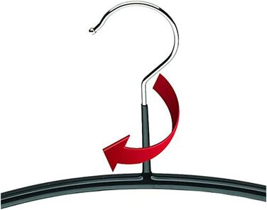 MAWA Clothes Hangers, Set of 10 high-quality, space-saving, non-slip clothes hangers, ideal for T-shirts and sweaters, with a 360° rotatable hook and non-slip coating, 46 cm, Black