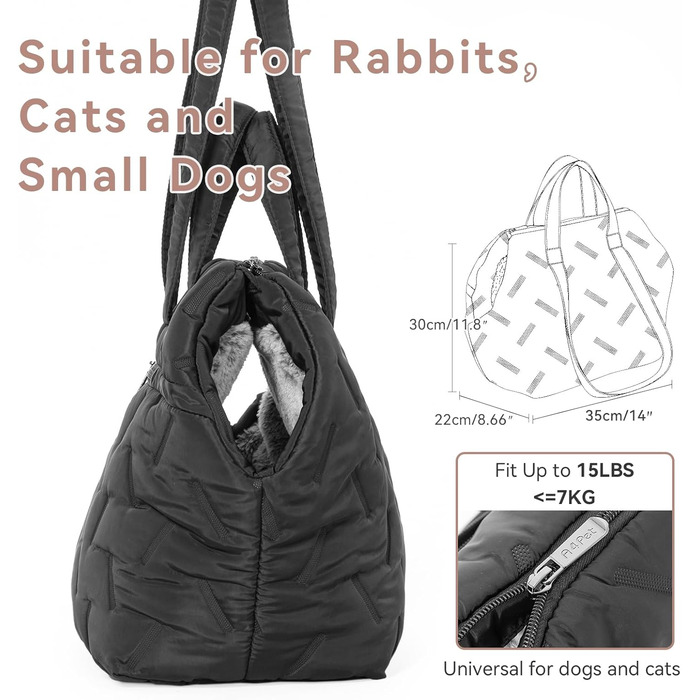 Сумка-переноска для собак та цуценят, 40x20x24 см, Khaki (M, Чорний)