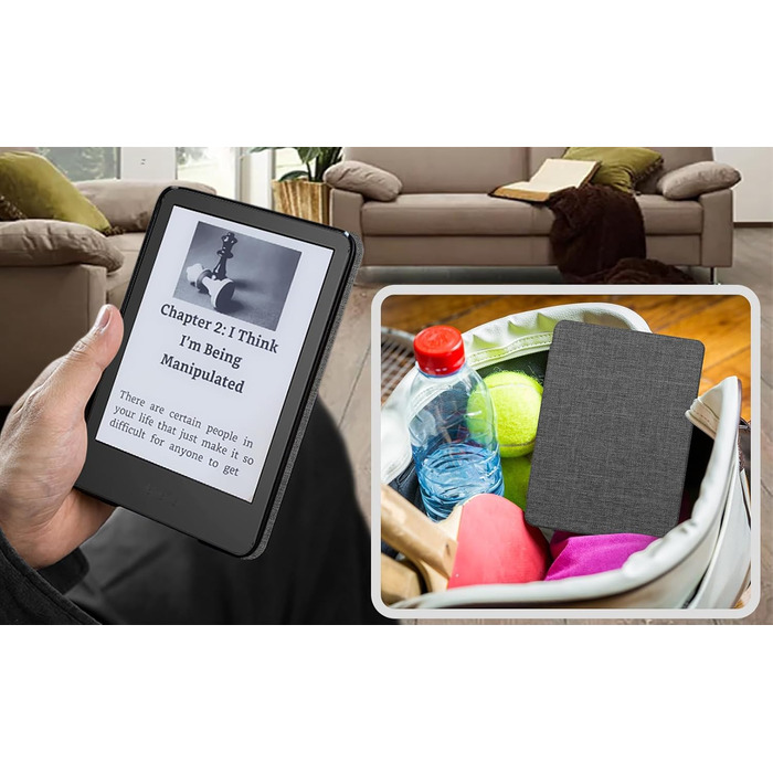 Чохол TOKILO для Kindle 6' E-Reader (11-те покоління 2024/2022), м'яке PU-шкіряне покриття з автоматичним увімкненням/вимиканням, не сумісний з iPad/Kobo/Tolino/Pocketbook/Sony E-Book Reader, темно-синій (сірий).