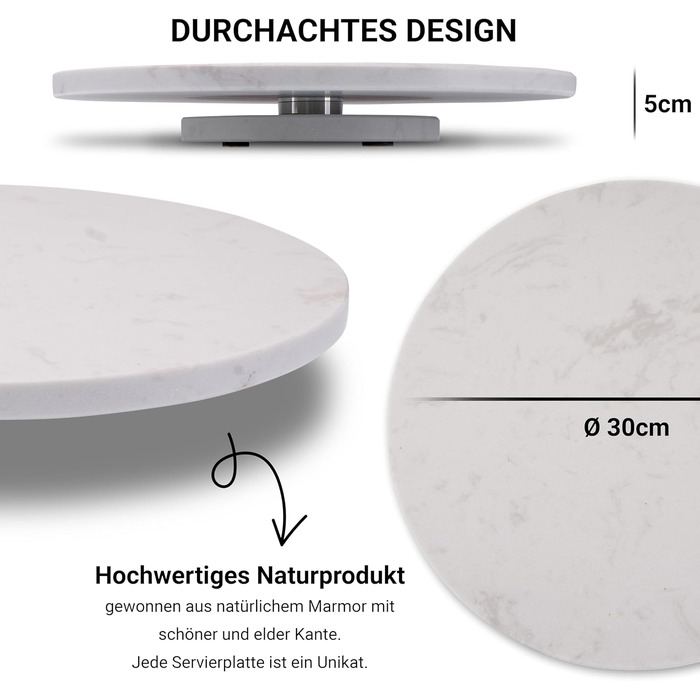 Rotating marble plate, round cake stand, cake plate, sausage plate, cheese plate, marble plate, serving platter with foot, serving dish, rotating tray, tiered cake stand, decoration tray, table decoration