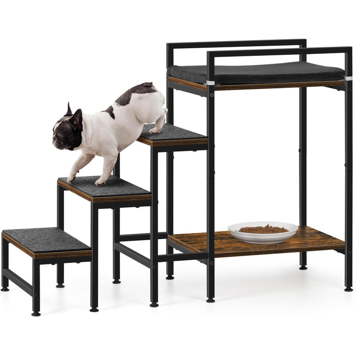 Сходинка для тварин до вікна, багатоярусне ліжко для собак з сходинками, 4-ступенева сходинка для високих ліжок для маленьких собак та котів, 4 яруси з місцем для зберігання