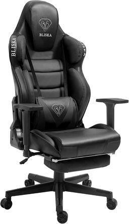 TRISENS Gaming Chair Racing Style Chair with Sports Seat and Ergonomic 4D Armrests, Color: Black