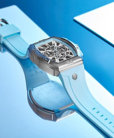 Чоловічий годинник-хронограф на кварцовому механізмі з японським годинниковим механізмом, 5ATM, корпус з нержавіючої сталі, ремінець з силікону (Blue3)