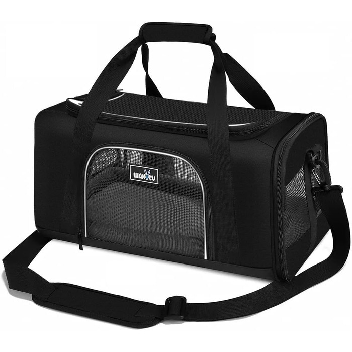 Транспортна переноска для котів та собак, складна, для подорожей літаком, сіра (L 45x28x21 см)