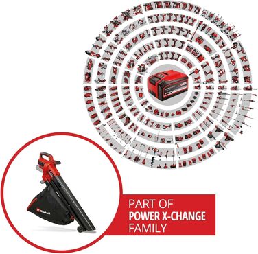 Einhell Cordless Leaf Blower VENTURRO 18/210 Power X-Change (Li-Ion, 18 V, Suction power 500 m³/h, collection bag 45 L, blowing function up to 210 km/h, without battery & charger)
