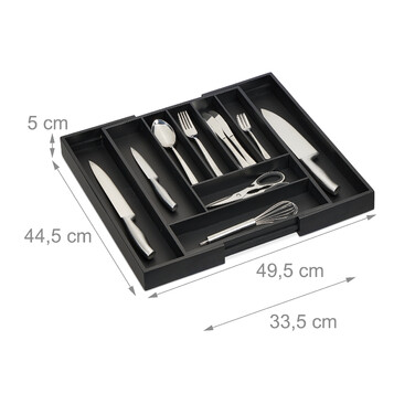 Relaxdays Extendable Bamboo Cutlery Box