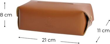 Genuine Leather Cosmetic Tissue Box, Handcrafted, Made in Italy, perfect for living rooms, bathrooms, kitchens, and office/practice (Cognac)
