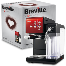 Breville Prima Latte II Espresso | Latte and Cappuccino Machine | 15-bar Professional Pump and Milk Frother | Red [VCF109X], 19 Bar