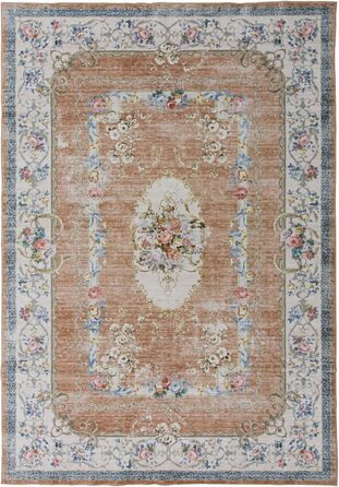 Килим TALETA для вітальні, спальні, офісу: вінтажний, квітковий, оранжевий, 190x280 см