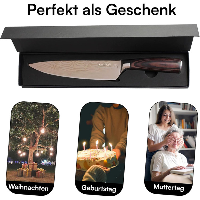 Преміум кухонний ніж для професіоналів та поціновувачів – 20,5 см, нержавіюча сталь 5Cr15, ергономічна ручка, подарункова коробка, довговічний та гострий ніж