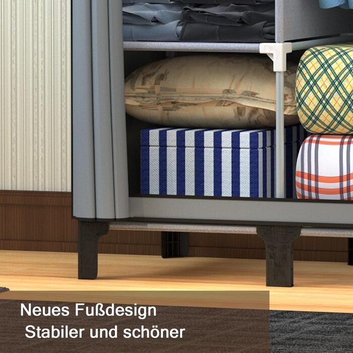 LOEFME Wardrobe 170 * 175 * 45cm, Fabric Wardrobe for Bedroom, Fabric Clothes Closet, Fabric Wardrobe with 2 Hanging Rails