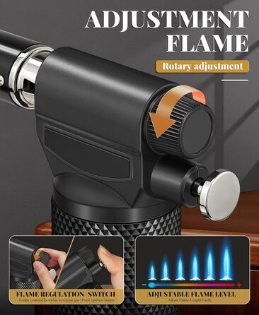 Газовий запальник для кухні з регульованим полум'ям Jet, одноручний, для приготування їжі, грилю, паяння (без газу), Zq1-bk