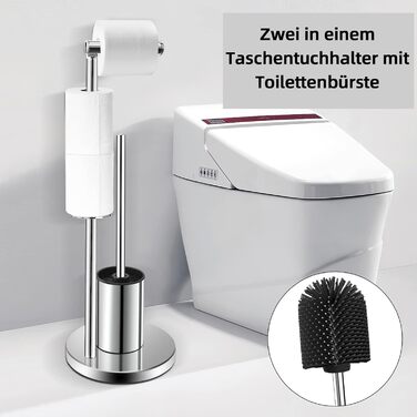 Тримач туалетного паперу з щіткою для унітазу з нержавіючої сталі 304 - сріблястий, 2-в-1