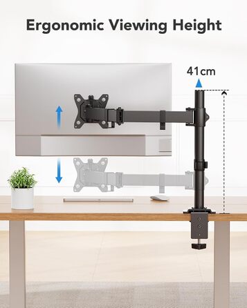 Кріплення для монітора HUANUO, 13-32 дюйми, регулювання висоти, нахил, поворот, VESA 75/100 мм, 2 варіанти монтажу