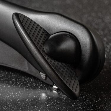 Відкривачка для банок Wenco ручна з інтегрованою пінцетом, безпечна, для правшів та лівшів, для людей похилого віку, 17 см, пластик/нержавіюча сталь, чорна (Версія 2021)