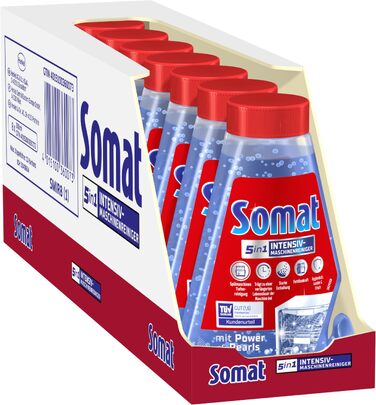 Очищувач для посудомийних машин SOMAT 5in1 Intensiv, рідкий засіб для глибокого очищення та видалення накипу, 250 мл (набір 8 шт)