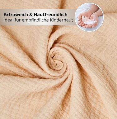 Дитяча постільна брова Kinderbettwäsche 100x135, 2 шт. | Органічна бавовна, сертифікат ÖkoTex, для алергіків | Комплект постільної білизни з 1 простирадлом 135x100 см та 1 наволочкою 40x60 см | Бежевий колір