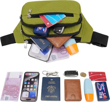 Поясна сумка на пояс, унісекс, зелена. Сумка через плече, для подорожей, прогулянок з собакою, чоловіча та жіноча. Довжина ремінця 60 см