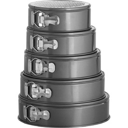 Набір форм для випічки тортів Rosenstein & Söhne (5 шт.) з антипригарним покриттям, діаметр 18/20/22/24/26 см