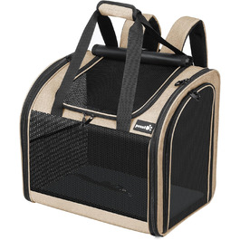 Плед-рюкзак для собак та котів Pecute, бежевий: переноска для тварин з вентиляцією, складаний