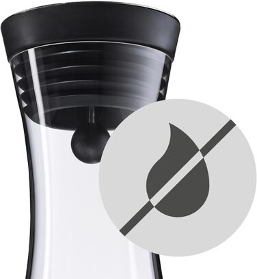 WMF Basic Water Carafe 1.5 Liter, Glass Carafe with Lid, Silicone Lid, CloseUp Closure