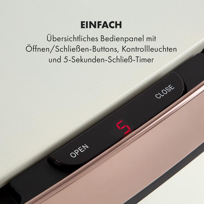Сенсорний сміттєвий кошик Klarstein Touchless, 72 л, 4 контейнери (43л + 2x12.5л), автоматичне відкриття та закриття, Рожеве золото / Металік