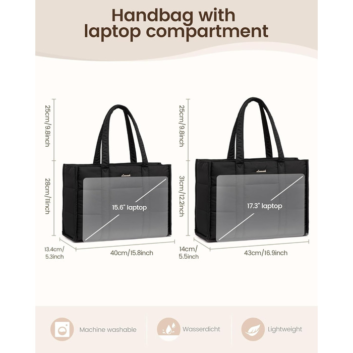 Сумка для ноутбука LOVEVOOK для жінок, велика містка, на плечі, для роботи, навчання, універсальна (17 дюймів, темно-зелена)