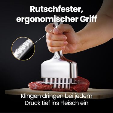 Професійний відбиваючий молоток для м'яса з гострими лезами з нержавіючої сталі, тендеризатор для стейків, яловичини, курки та свинини, придатний для посудомийки