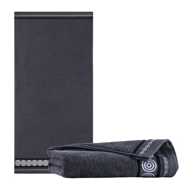 Великий банний рушник ZWOLTEX RONDO 2 з вишивкою, чорний, 450г, 70x140см