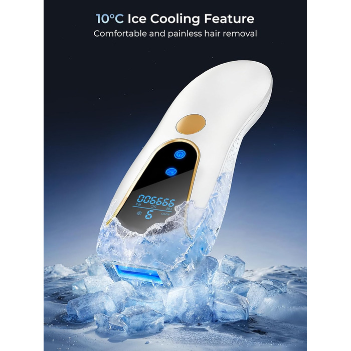 Пристрій для епіляції IPL Laser - безболісна епіляція з охолодженням, 3 функції, 9 рівнів, 600 нм, для жінок та чоловіків, для тіла, бікіні, ніг, пахв, білий