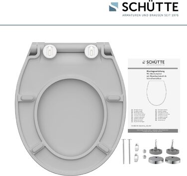 Слім сидіння для унітаза SCHÜTTE з мікроліфтом (Duroplast), швидкознімна кришка, витримує до 175 кг, чорний (сірий)