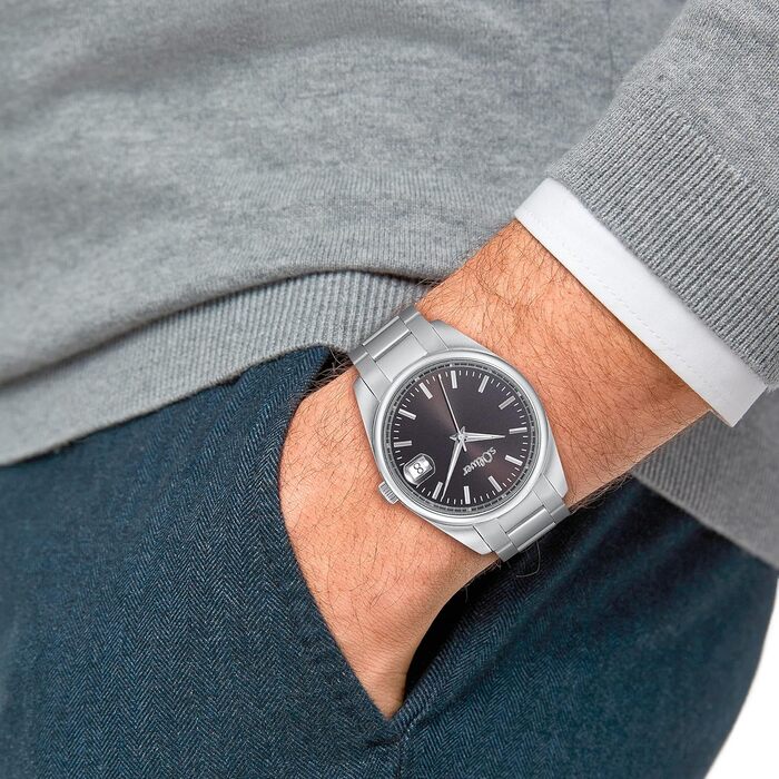 Годинник наручний s.Oliver для чоловіків, кварцовий, аналоговий, з браслетом з нержавіючої сталі, водостійкий 5 bar, у подарунковій коробці з нержавіючої сталі / чорний