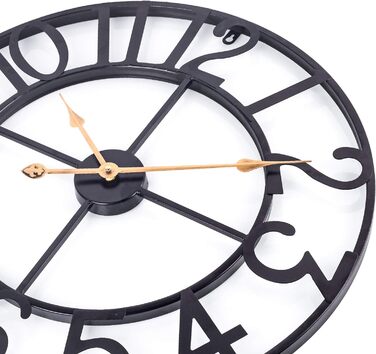 Large European-Style Industrial Vintage Wall Clock with Roman Numerals, Silent No Ticking Sounds Metal Wall Clock, Decorative Wall Clock for Living Room, Kitchen, Bedroom - (Black Arabic, 76cm)