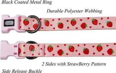 Нашийник та поводок для собак Комбі-ет, леопардовий принт, поліестер, 150 см, повід з панде, для маленьких собак (колір коричневий леопард), набір з сердечками та клубникою (M)