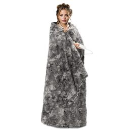 Електрична ковдра Navaris XXL з підігрівом 180x130 см, 3 режими, автовимкнення, пральна, штучне хутро, темно-сірий