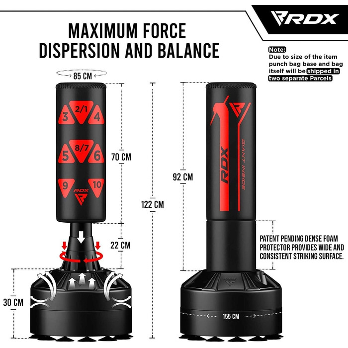 Дитячий боксерський мішок RDX Junior Standboxsäcke з рукавичками для тренувань: MMA, кікбоксинг, бокс, бойові мистецтва, муай-тай. Білий (червоний, 1.2 м)