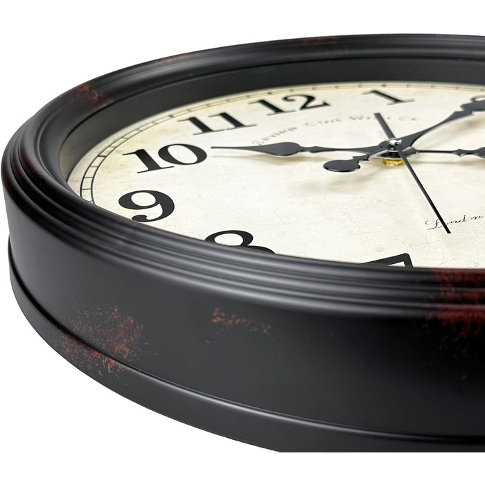 DIYZON Round Classic Wall Clock, Silent Non-Ticking, 40 cm High-Quality Quartz Vintage Clock, Large Number Retro Decorative Clock, Battery-Powered, Easy to Read for Home, Kitchen, Dining Room