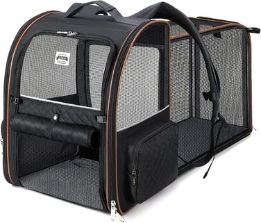 Рюкзак-переноска для котів Hunderucksack, 2-в-1, до 8 кг, розширюваний, чорний