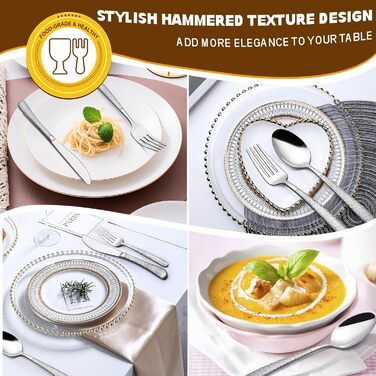 Набір столових приборів Deedro, 40 предметів, з кузовим оздобленням, нержавіюча сталь, міцний, на 8 осіб, безпечний для їжі, для дому та ресторану, з дзеркальним блиском