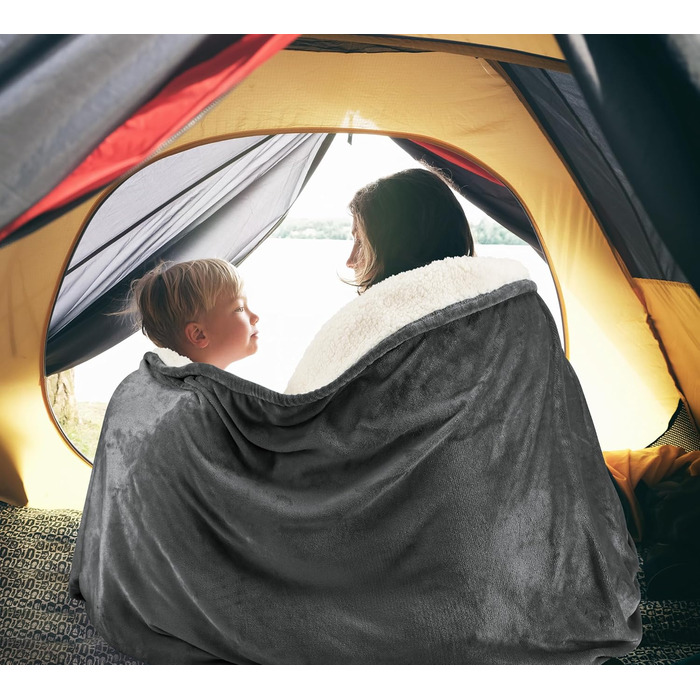 Плед Sherpa від Utopia Bedding, сірий, 200 x 150 см: теплий, м'який, двосторонній плед з плюшевого флісу для ліжка, дивана, кемпінгу та подорожей